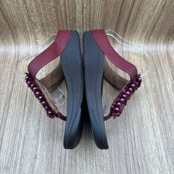 Fitflop Sandals Verna Pearl Flip Flops Thong Shooes Red Maroon Women’s Size 10 - Picture 6 of 8